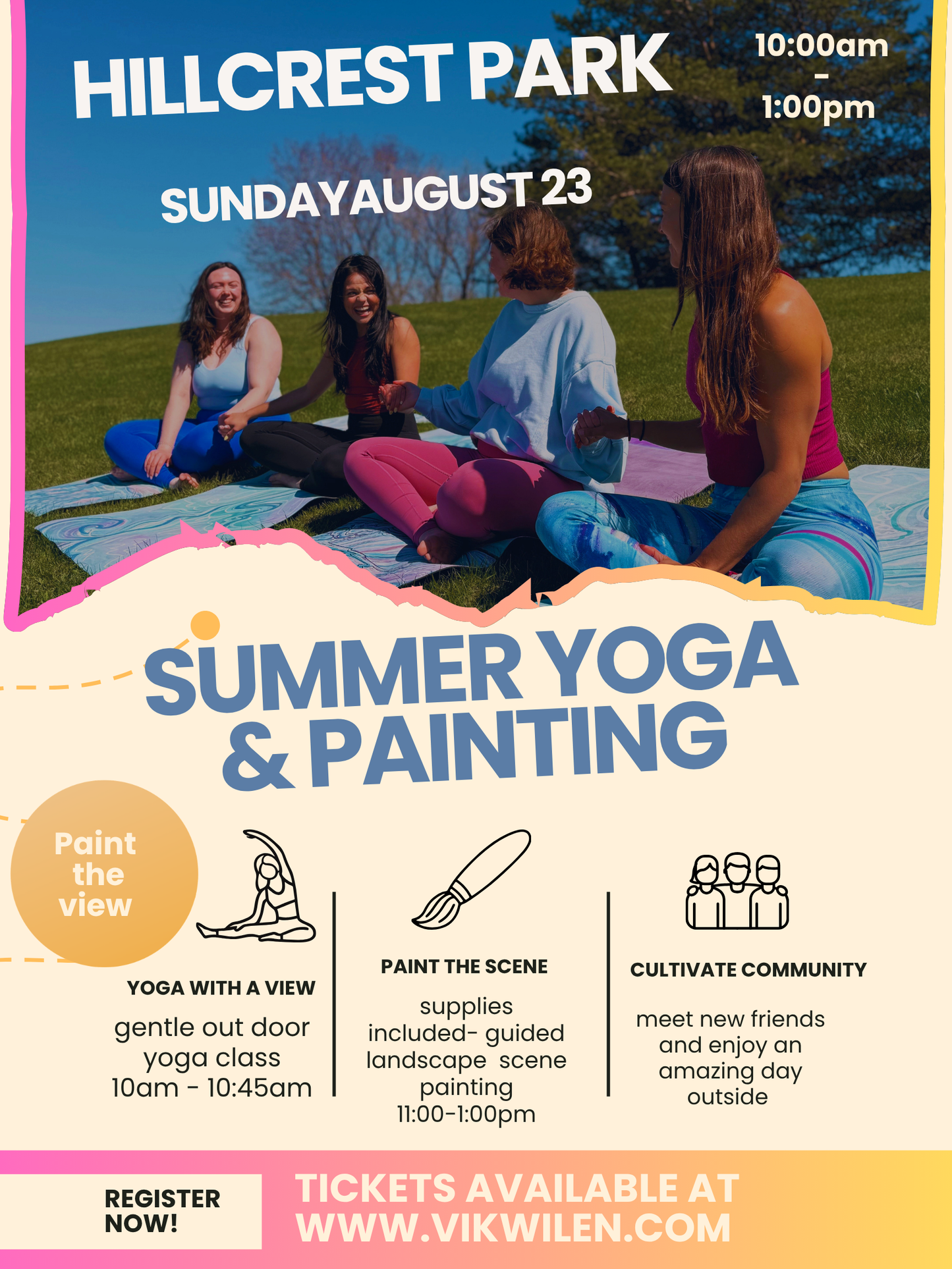 *HILLCREST PARK* Summer Yoga & Paint - Sunday, August 23rd - 10am-1pm