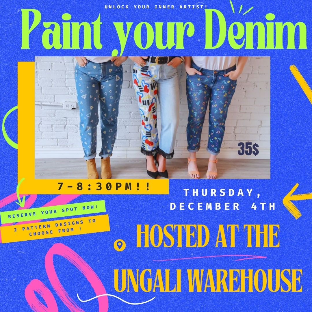 Paint your OWN DENIM WORKSHOP - Thurs, Dec 4th, 7-8:30pm